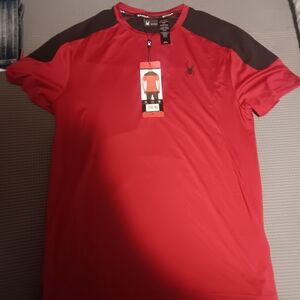 Spyder Men's Red and Black Short Sleeve Tee